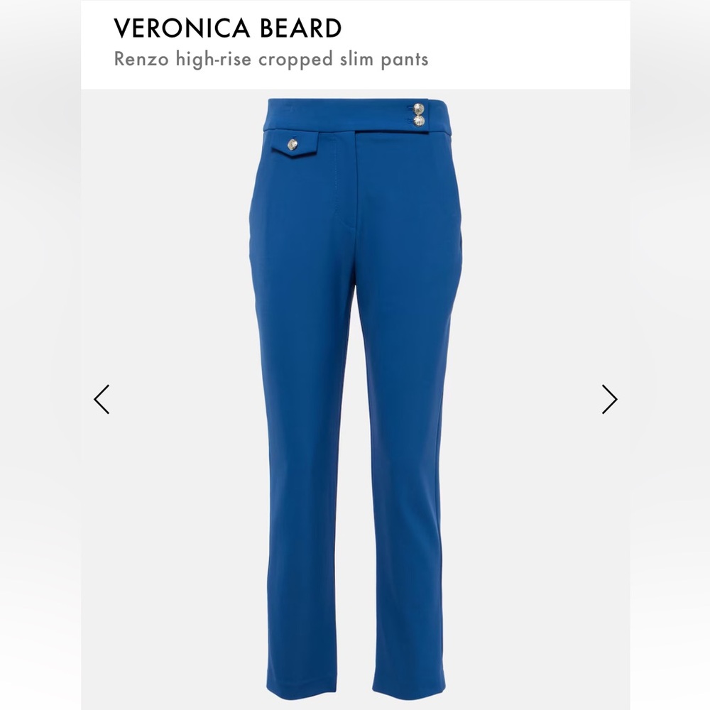 Veronica Beard Renzo Slim-Leg Crop Pants Trousers Bluebell Blue Sz 8 - Picture 2 of 10